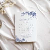 Elegant Toile French Blue Garden Floral 