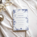 Elegant Toile French Blue toile 16th birthday Invitation<br><div class="desc">Designed to coordinate with our Toile French Blue Garden collection, this customisable matching birthday invitation card features a french country style floral in toile blue. For more advanced customisation of this design, e.g. changing layout, font or text size please click the "CUSTOMIZE" button above. Please contact me for any questions!...</div>