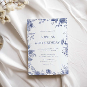 Elegant Toile French Blue toile 60th birthday Invitation
