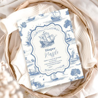 Elegant Toile Nautical Baby Shower Diapper Raffle