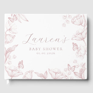 Elegant Toile Print Nature Baby Shower Guest Book