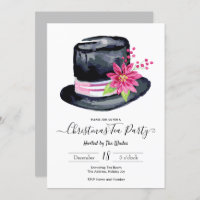 Elegant Top Hat and Poinsettia Christmas Tea Party