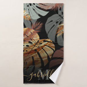 Elegant Topical Leaves Bath Towel