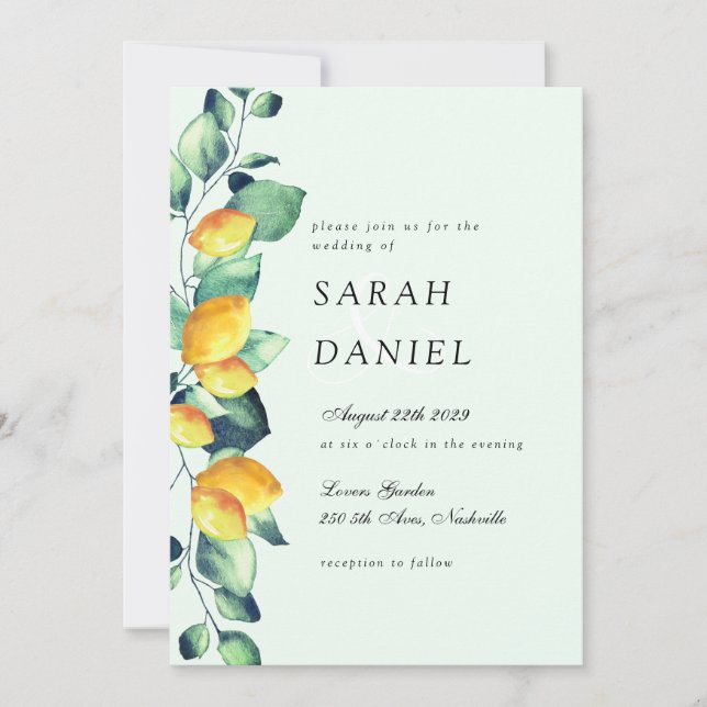 Elegant Toscana Wedding Lightgreen invitation (Front)