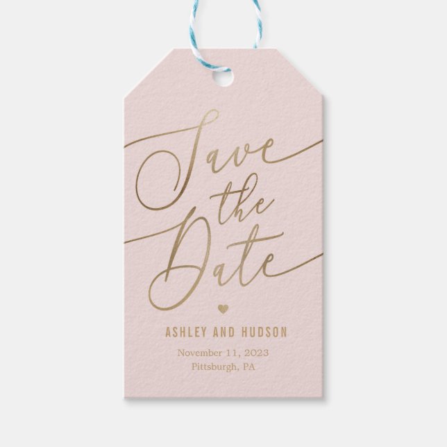 Elegant Touch Editable Colour Save The Date Tag (Front)