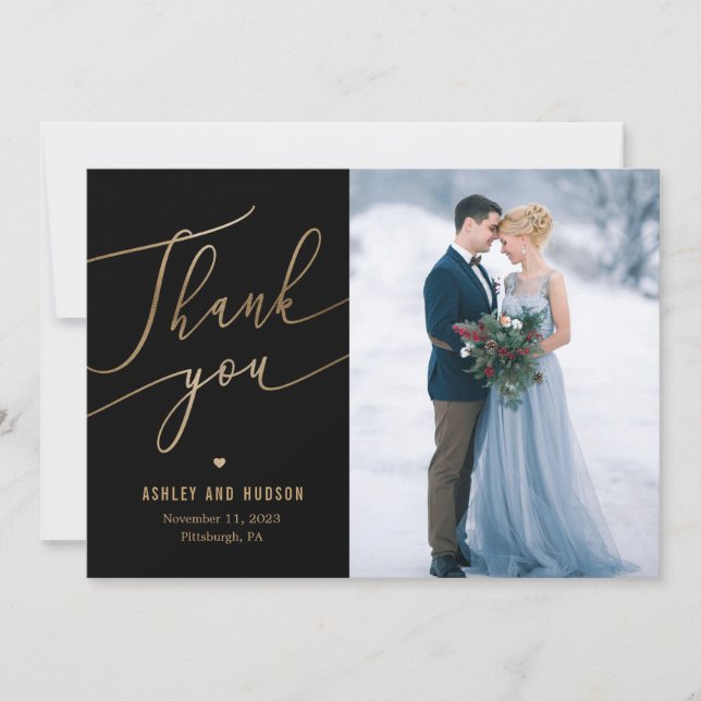 Elegant Touch Editable Colour Wedding Thank You Card (Front)