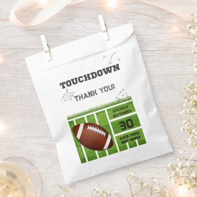 Elegant Touchdown Football Baby Shower Favour Bags (Clipped)