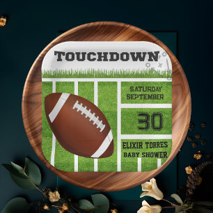 Elegant Touchdown Football Baby Shower Paper Plate