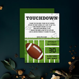 Elegant Touchdown Football Baby Shower Thank You Card
