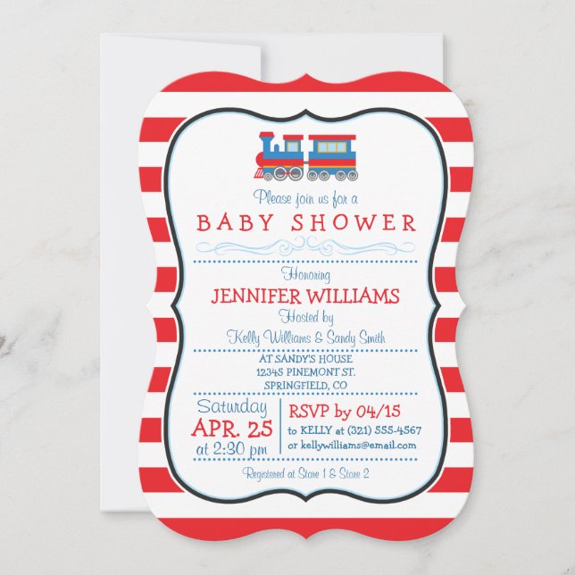 Elegant Toy Train Baby Shower Invitation (Front)