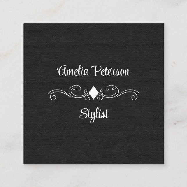 Elegant, Traditional Black and White Business Card (Front)