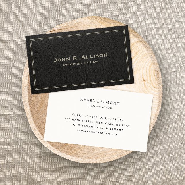 Elegant Traditional Black Linen Professional Business Card (Creator Uploaded)