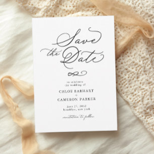 Elegant Traditional Calligraphy Script Wedding Save The Date