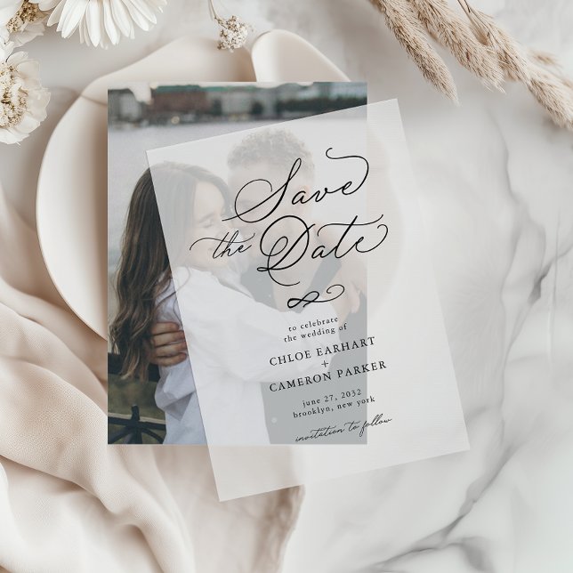 Elegant Traditional Calligraphy Script Wedding Vellum Invitations (Creator Uploaded)