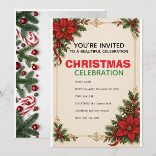 Elegant Traditional Christmas Celebration Invitation