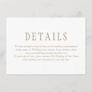 Elegant Traditional Minimalist Wedding Details Enclosure Card