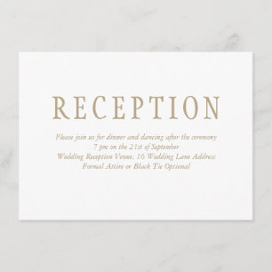 Elegant Traditional Minimalist Wedding Reception Enclosure Card