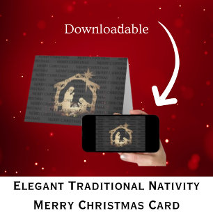 Elegant Traditional Nativity Merry Christmas Card