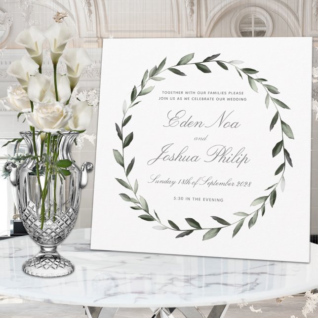 Elegant Traditional Olive Branch Wreath Wedding II Invitation (Creator Uploaded)