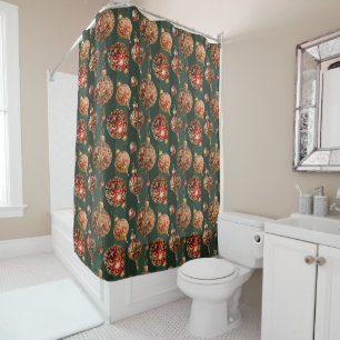 Elegant Traditional Red & Gold Christmas Baubles Shower Curtain