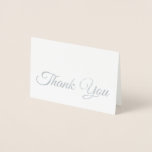 Elegant Traditional Silver Script Thank You Foil Card<br><div class="desc">An elegant,  traditional design featuring the words "thank you" in script font across the lower front in real silver foil. A versatile design you can use for any occasion when you want to thank someone special! Ideal for weddings. Also available in real gold foil.</div>