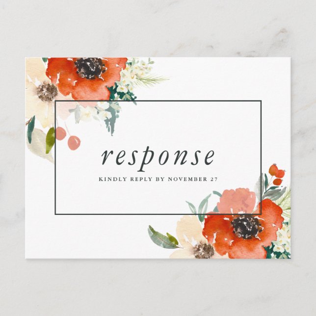 Elegant Traditions Floral RSVP with Meal Choice Invitation Postcard (Front)