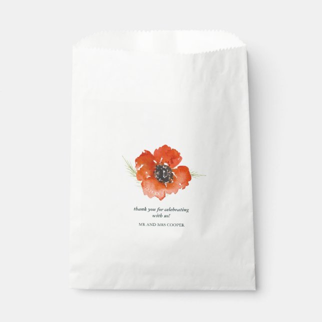 Elegant Traditions Watercolor Floral Wedding Favour Bags (Front)