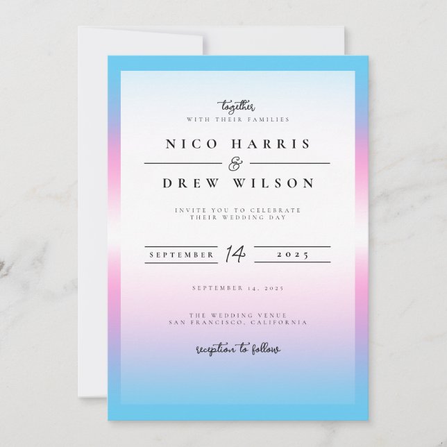 Elegant Trans Pride Wedding  Invitation (Front)