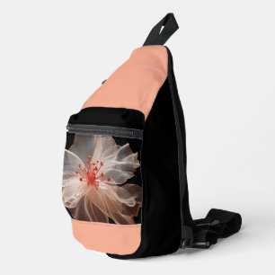 Elegant translucent flower on black sling bag