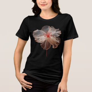 Elegant translucent flower on black Tri-Blend shirt