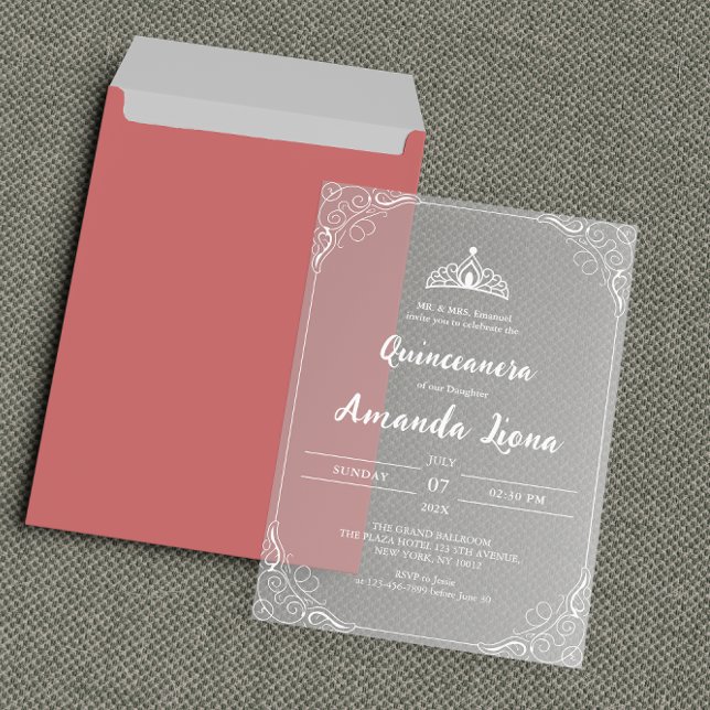 Elegant Transparent Acrylic Quinceañera Acrylic Invitations (Creator Uploaded)