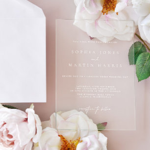 Elegant Transparent Minimalist Wedding Acrylic Invitations