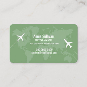 Elegant Travel Agent Contact - green Business Card