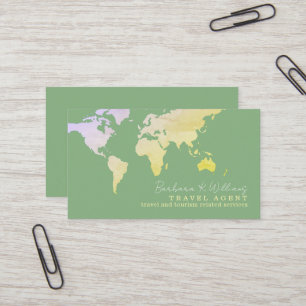 Elegant Travel Agent sage-green Business Card 
