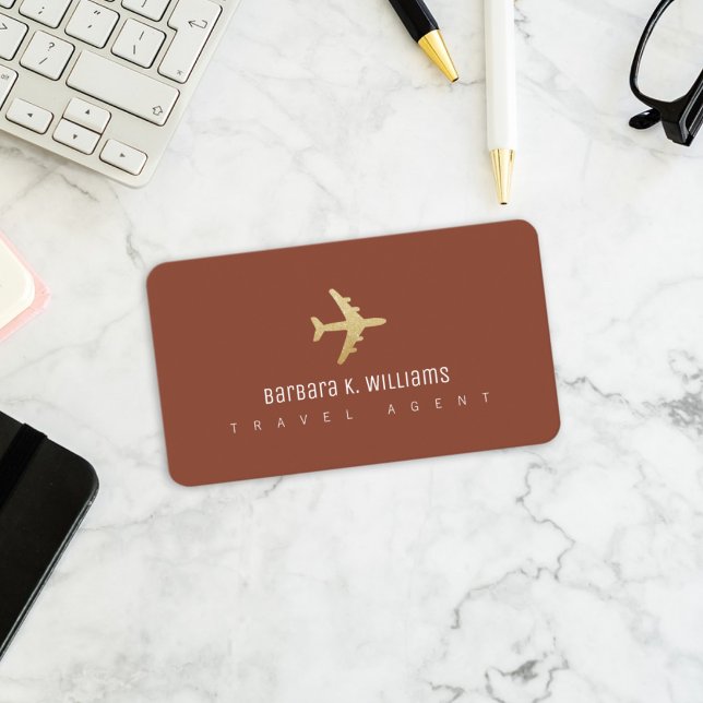 Elegant Travel Agent Terracotta Business Card (Creator Uploaded)