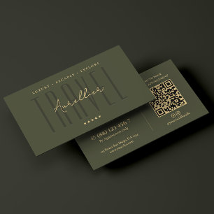 Elegant Travel Planner Tour Adventure Green Business Card
