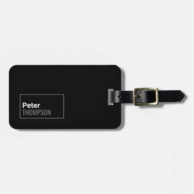 elegant traveller name identifier BLACK Luggage Tag (Front Horizontal)
