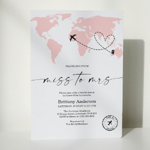 Elegant Travelling From Miss to Mrs Bridal Shower Invitation