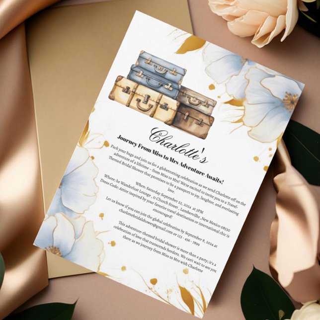 Elegant Travelling From Miss To Mrs Bridal Shower  Invitation (Creator Uploaded)