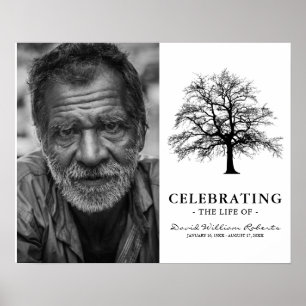 Elegant Tree Funeral Rememberance Photo Poster