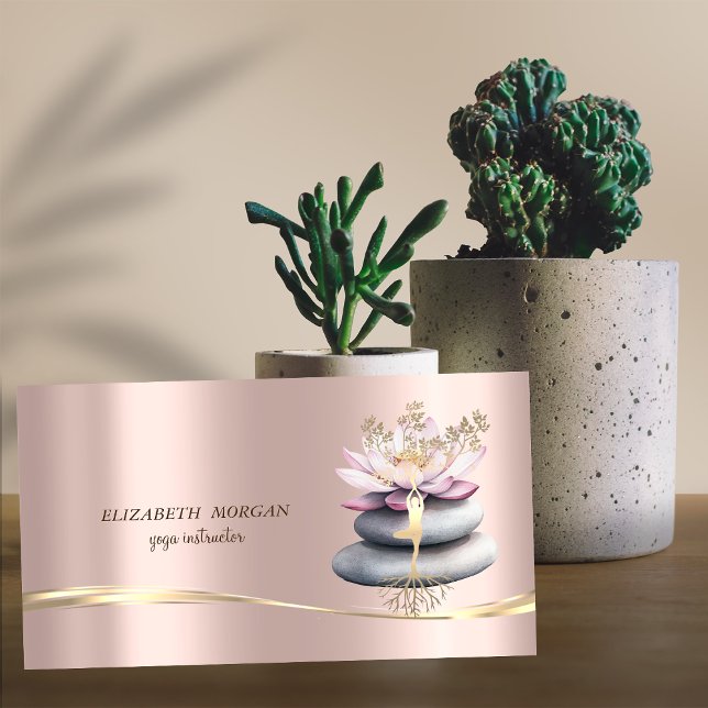 Elegant Tree Girl Silhouette Lotus Zen Stones Business Card (Creator Uploaded)