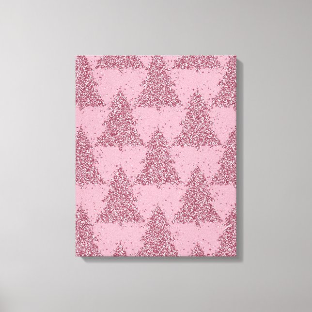 Elegant Tree Pattern | Dusty Mauve Pink Christmas Canvas Print (Front)