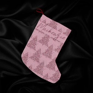Elegant Tree Pattern   Dusty Mauve Pink Custom Small Christmas Stocking