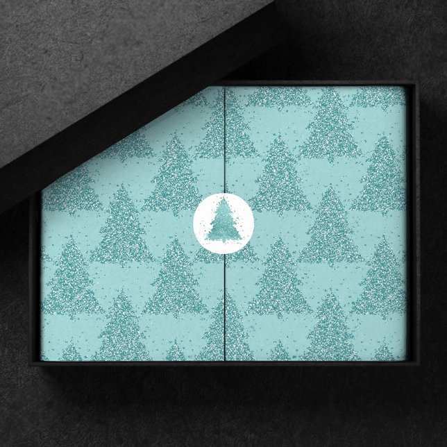 Elegant Tree Pattern | Luxe Aqua Mint Christmas Tissue Paper (Creator Uploaded)