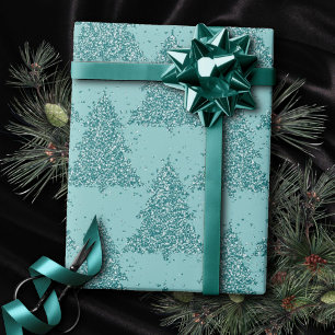 Elegant Tree Pattern   Luxe Aqua Mint Christmas Wrapping Paper