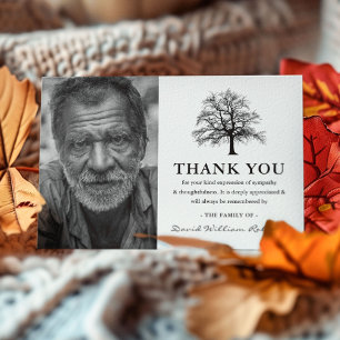 Elegant Tree Photo Funeral Thank You Card