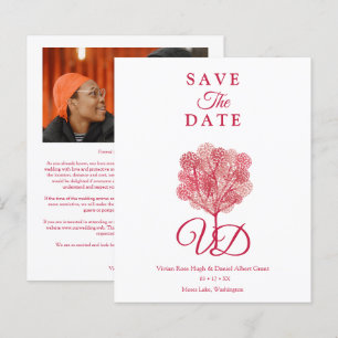 Elegant Tree Red Shades Photo Engaged Couple