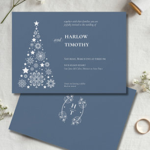 Elegant Tree Winter Holiday Floral Crest Wedding Invitation