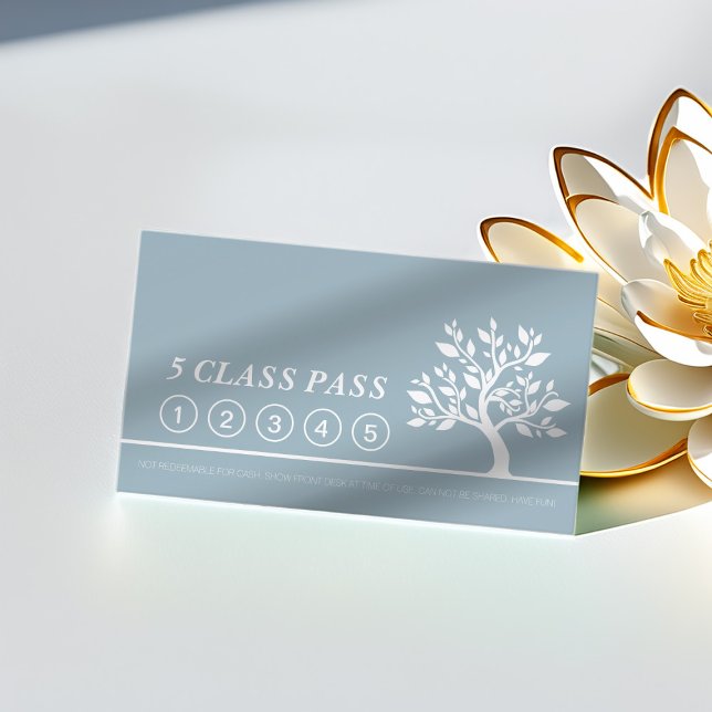 Elegant Tree Yoga Instructor Class Pass Loyalty Card (Creator Uploaded)