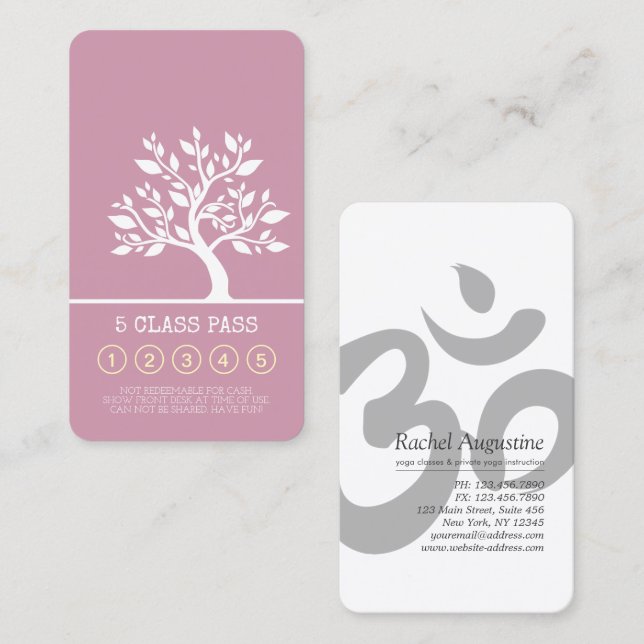 Elegant Tree Yoga Instructor Class Pass Loyalty Card (Front/Back)